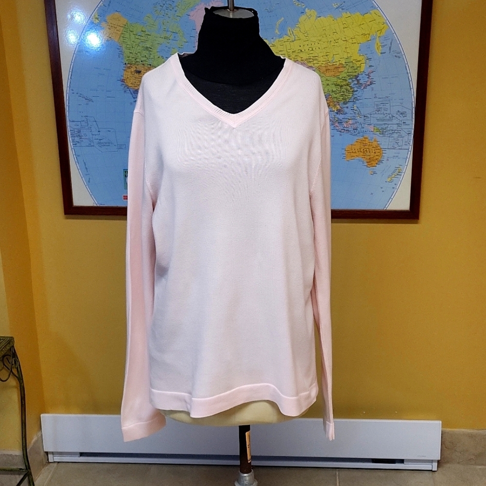 Banana Republic Man's Pink Long Sleeves 100% Cotton V-Neck Sweater- Size M